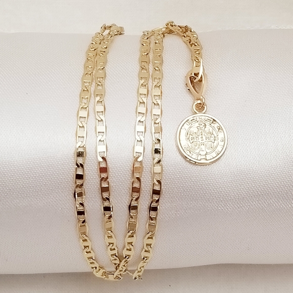 Saint Benedict Women's Necklace. 14K Gold Plated.  New - Picture 4 of 8